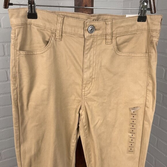 American Eagle‎ Jeans Women 8R 29W Light Brown High Rise Jegging Stretch Skinny - Picture 2 of 13